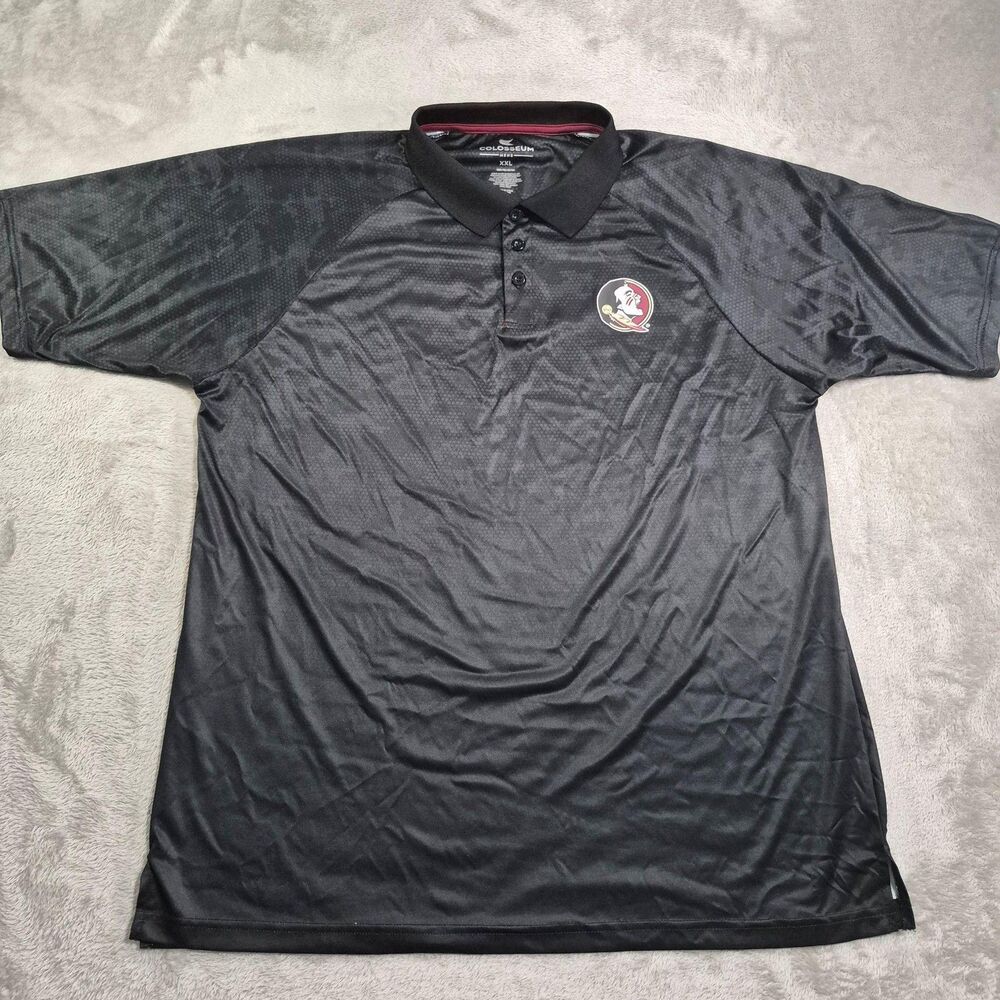 Florida State Seminoles Shirt Mens 2XL Black NCAA Football Colosseum Polo Golf